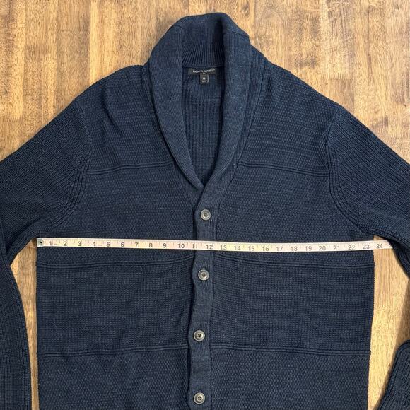 Banana Republic Shawl-Collar Cardigan Sweater Academia 100% Cotton Blue Men’s XL - Picture 5 of 10